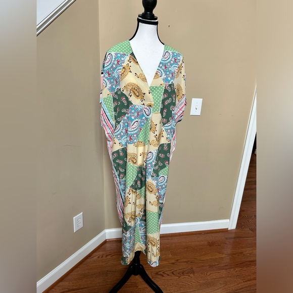 NWT GigiO Cottagecore Patchwork Midi Kaftan Dress Sz Small - Picture 5 of 12